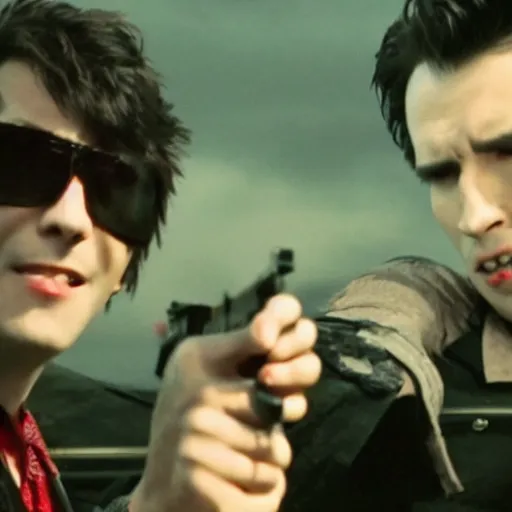 Image similar to <movie still>Vampires Holding Guns</movie>