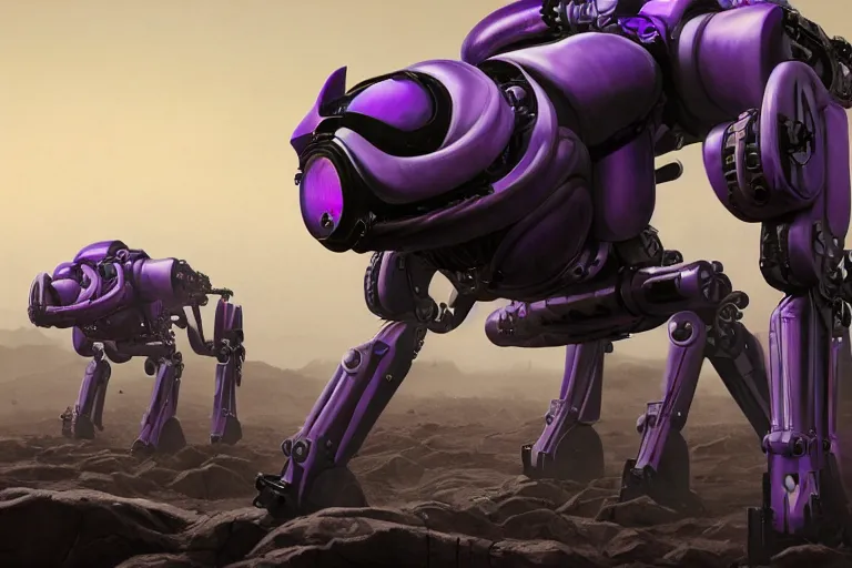 Image similar to alien military three legged tripedal tripod mecha, metal laser tentacles, purple, futuristic, apocalyptic, by jon aaron kambeitz, katsuhiro otomo, heng z, concept art, insanely detailed, raytracing, octane, unreal engine, trending on artstation