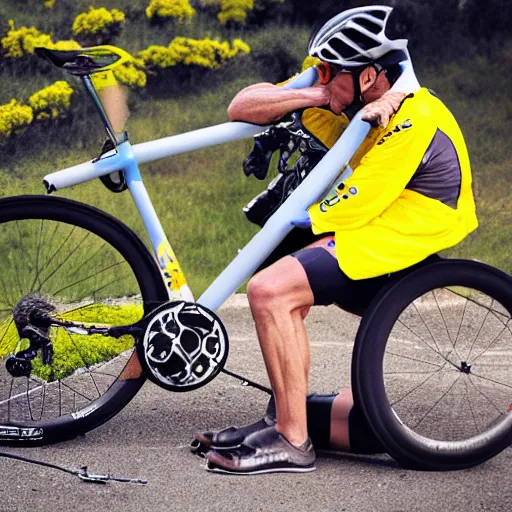 Image similar to Bicycle crash,Lance Armstrong, 8k, award winning photo