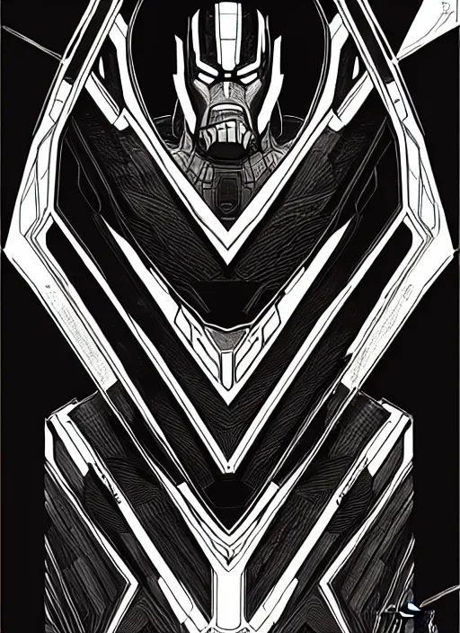 Image similar to a - symmetry concpet art, full shot, traditional ink, sketch, thanos, line sketch, intricate, elegant, highly detailed, monochrome, digital painting, artstation, concept art, sharp focus, illustration, art by borderlands 3 and peter polach