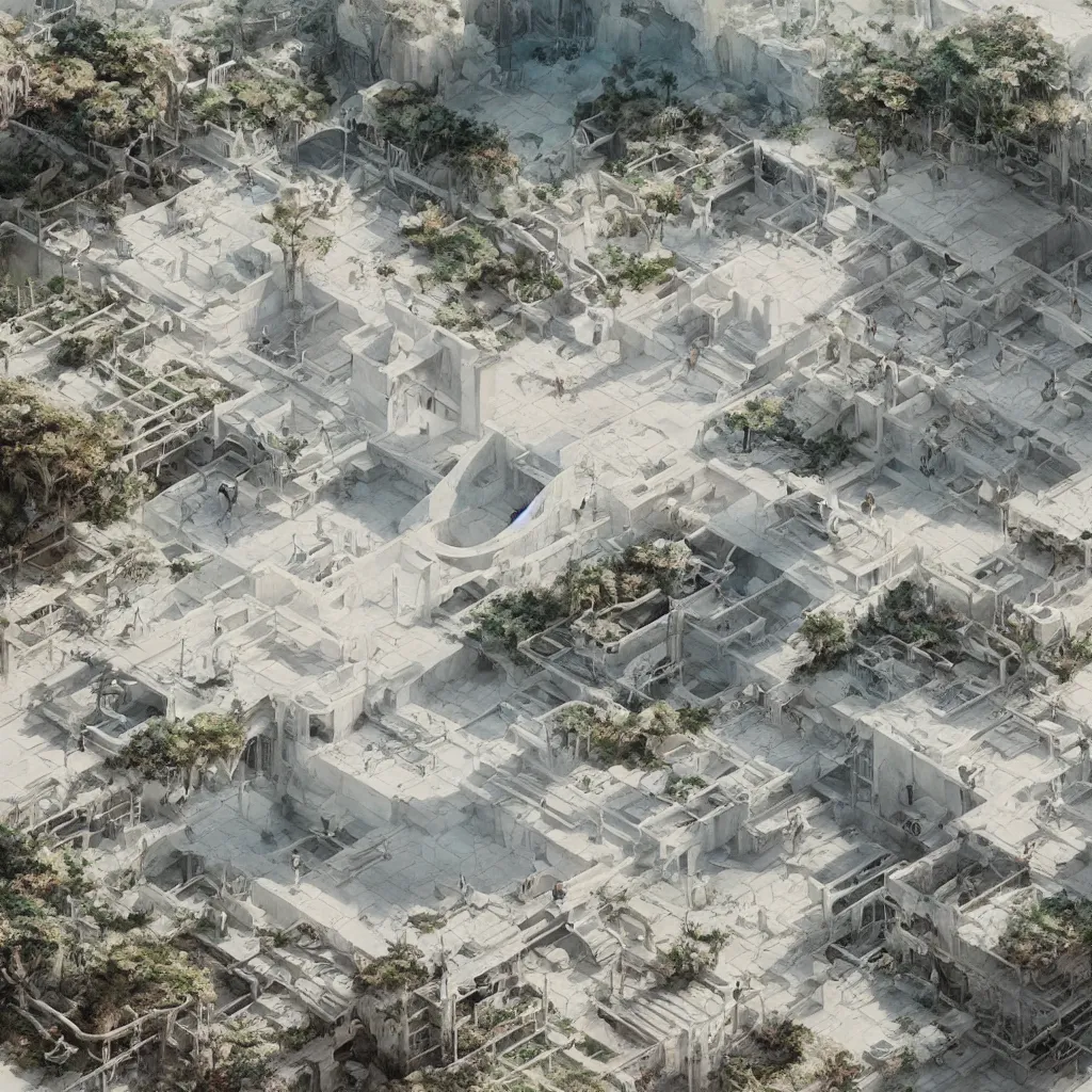 Image similar to cartoon manga anime render of a bioremediation white architecture in the desert, intricate, rossdraws, norman rockwell, emiliano ponzi, epic composition, hd, octane, unreal engine, volumetric lighting, light rays, masterpiece, award - winning