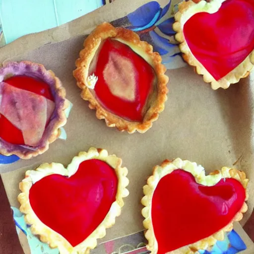 Prompt: the queen of hearts, she made some tarts, all on a summer's day