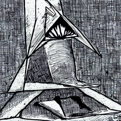Image similar to Pyramid head trying to eat a sandwich