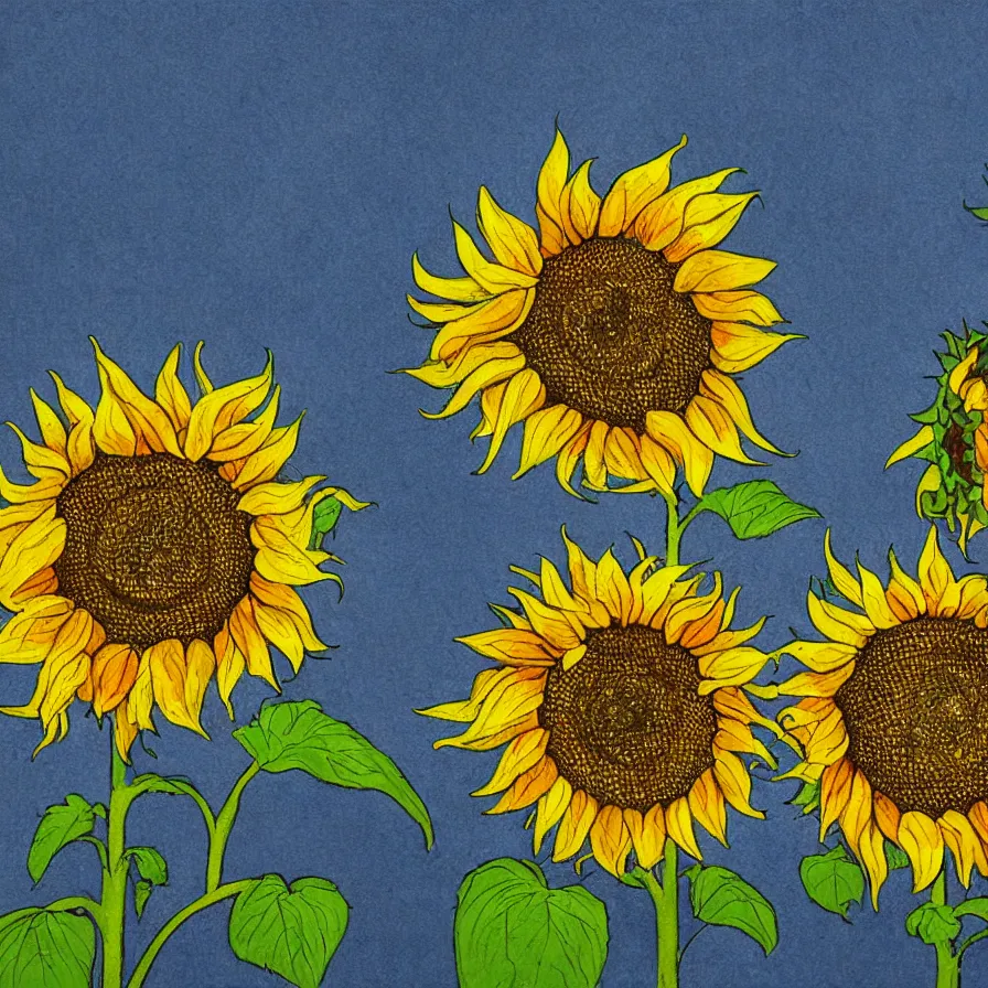 Prompt: Artwork illustrating two sunflowers that are in love with one another.