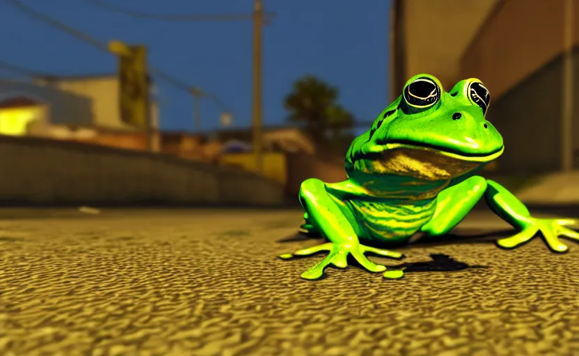 Prompt: a frog in gta san andreas, cinematic shot, 4 k, night time
