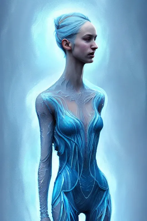 Prompt: epic professional digital art of a female ice fairy wearing a jumpsuit, painting, by leesha hannigan, iris van herpen, artstation, cgsociety, wlop, epic, much wow, much detail, gorgeous, detailed, cinematic, masterpiece