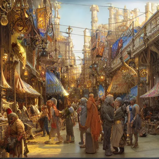 Image similar to The Grabd Bazaar, fantasy art by Donato Giancola and James Gurney, digital art, trending on artstation