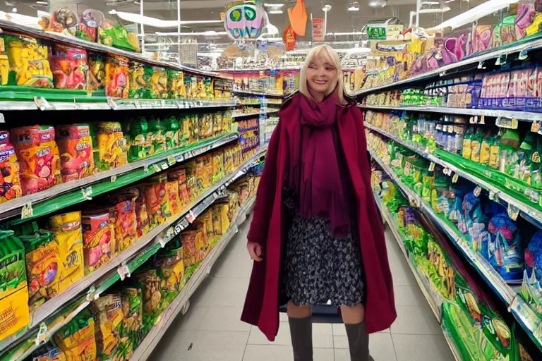 Prompt: anna from frozen shopping in a supermarket, ultra realistic, photorealistic