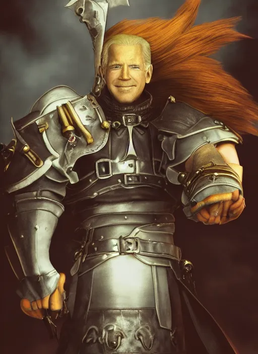 Image similar to a full portrait photo of biden in final fantasy ix style, f / 2 2, 3 5 mm, 2 7 0 0 k, lighting, perfect faces, award winning photography.