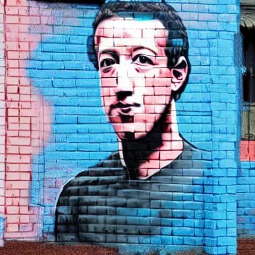 Image similar to spray paint graffiti of communist mark zuckerberg