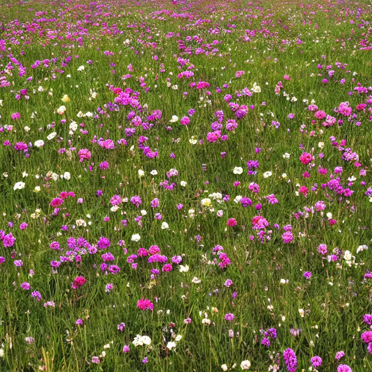 Image similar to decaying bones in a meadow of flowers