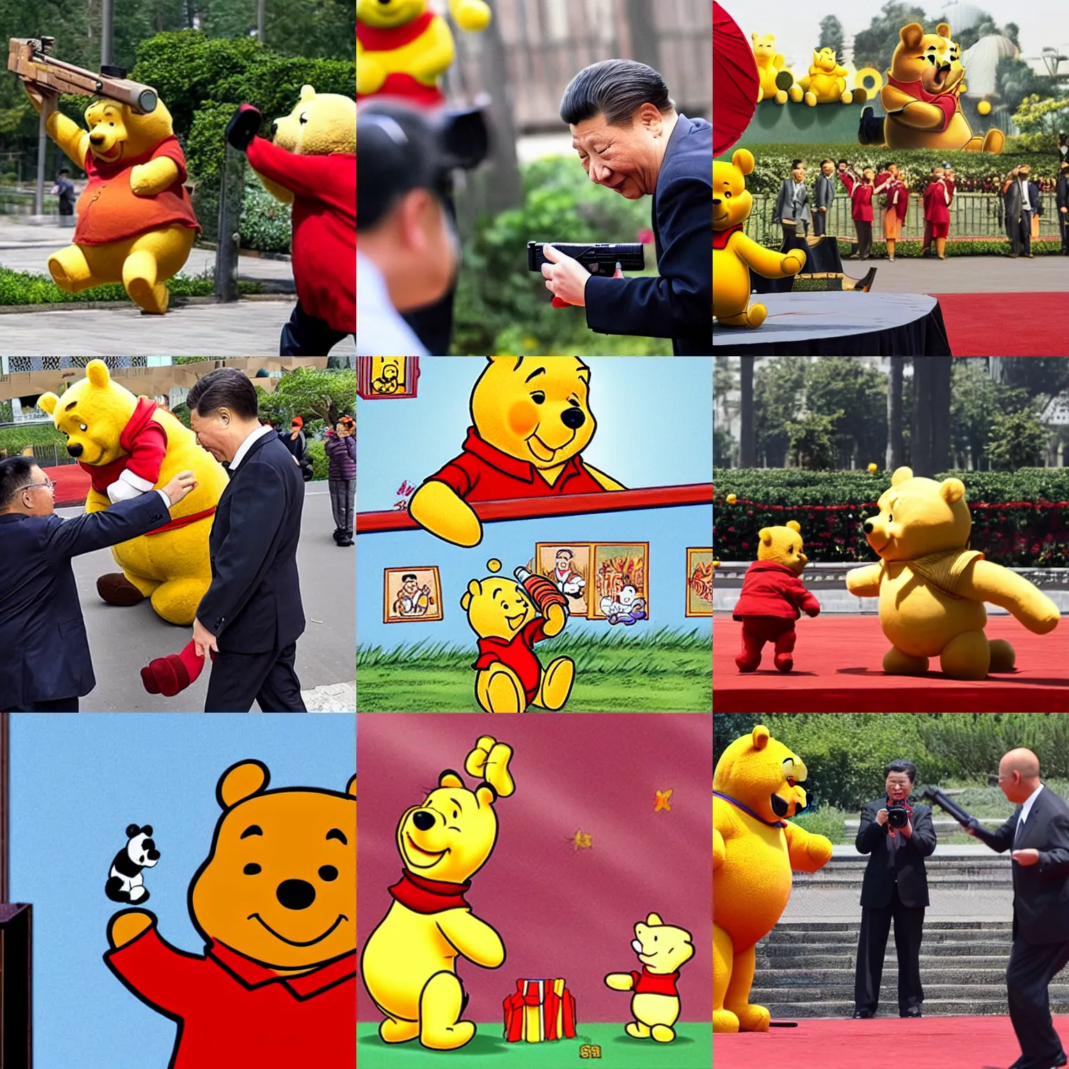 Prompt: xi jinping shooting winnie the pooh
