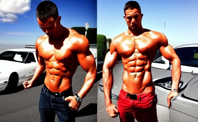 Image similar to andrew tate, angel, muscle, boxing, luxurious cars, woman, money, god