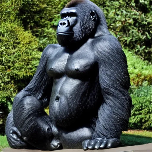 Prompt: a gorilla statue made of cut and polished diamond