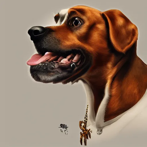 Prompt: A dog snooping Snoop Dogg, rococo painting, smooth, sharp focus, artstation, pixiv, ultra highly detailed