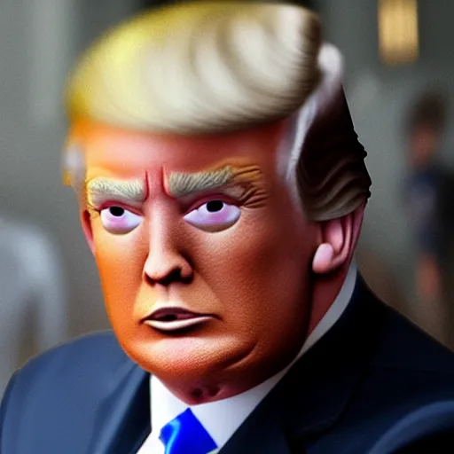 Image similar to A film still of Donald Trump Avatar ,realistic,detailed,close up