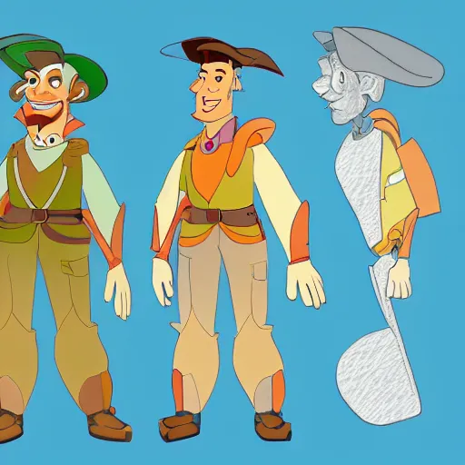 Image similar to character design of a stylized explorator and cartographer in a disney character style