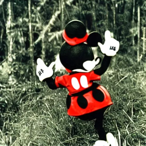 Image similar to Mickey Mouse at Vietnam war, war photo, jungles, old photo