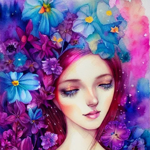 Prompt: watercolor flower 🌺🌸🌠🧚🌻 by anna dittmann