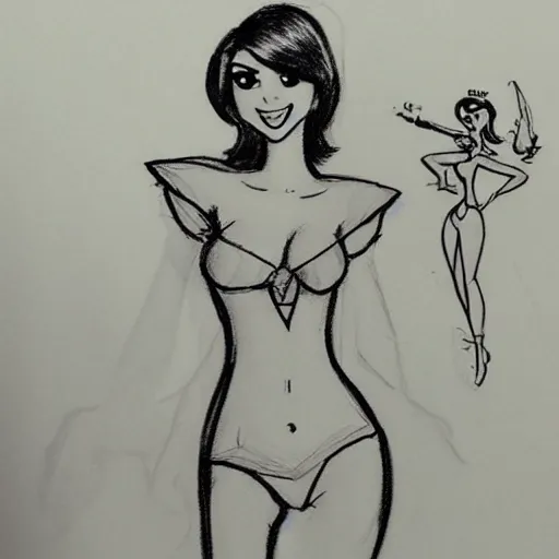 Image similar to milt kahl sketch of victoria justice with kim kardashian body as princess daisy from super mario bros