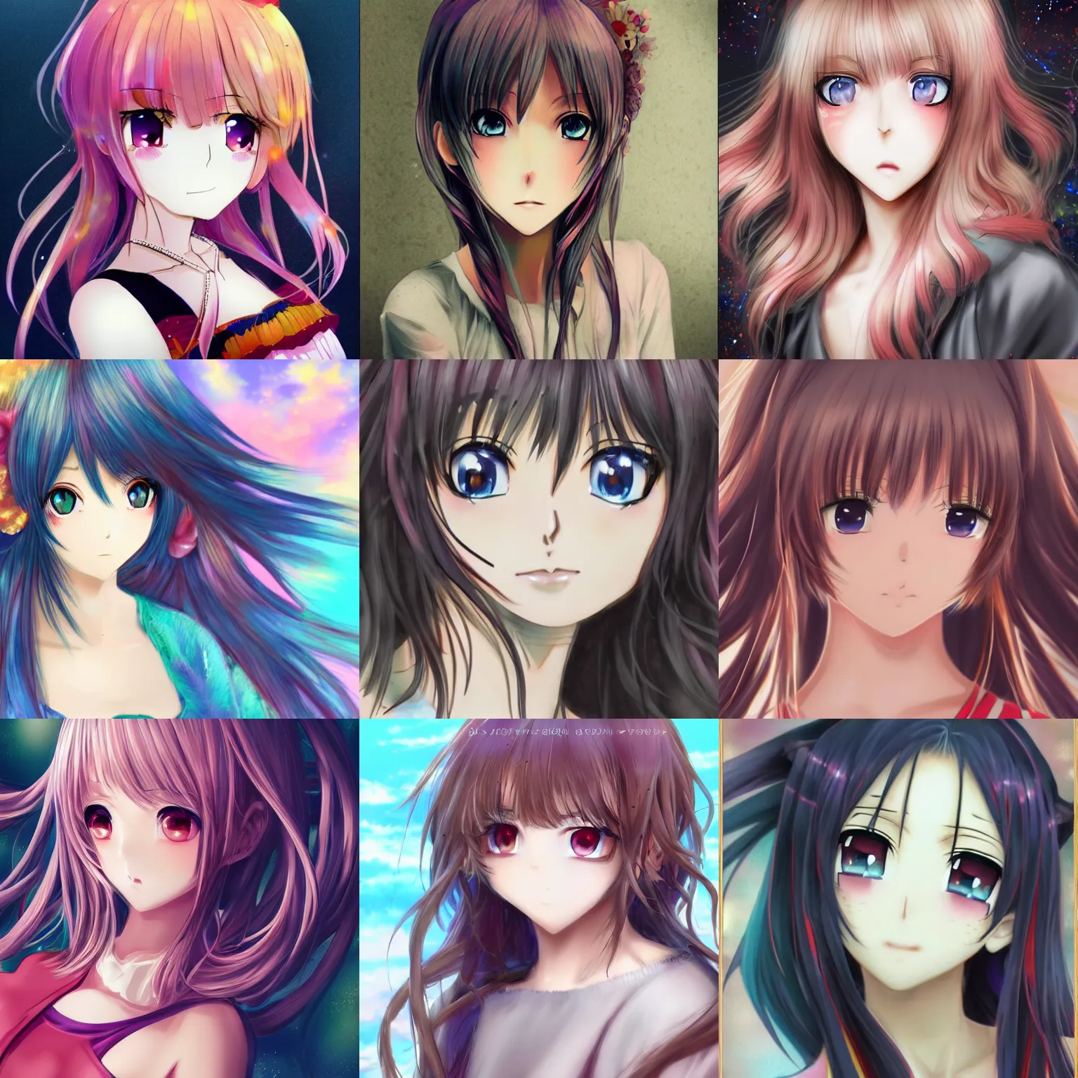 Prompt: beautiful anime girl, high detail of the face, high detail, high modernization, colorful, magical, maximum improvement, realistic