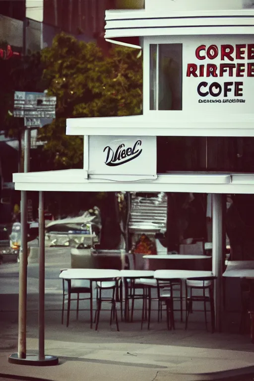 Image similar to a cup of coffee sitting on top of a white table diner booth, high angle, a hyperrealistic photo by IAN SPRIGGS, flickr, conceptual art, photo taken with ektachrome, photo taken with provia, kodak portrait