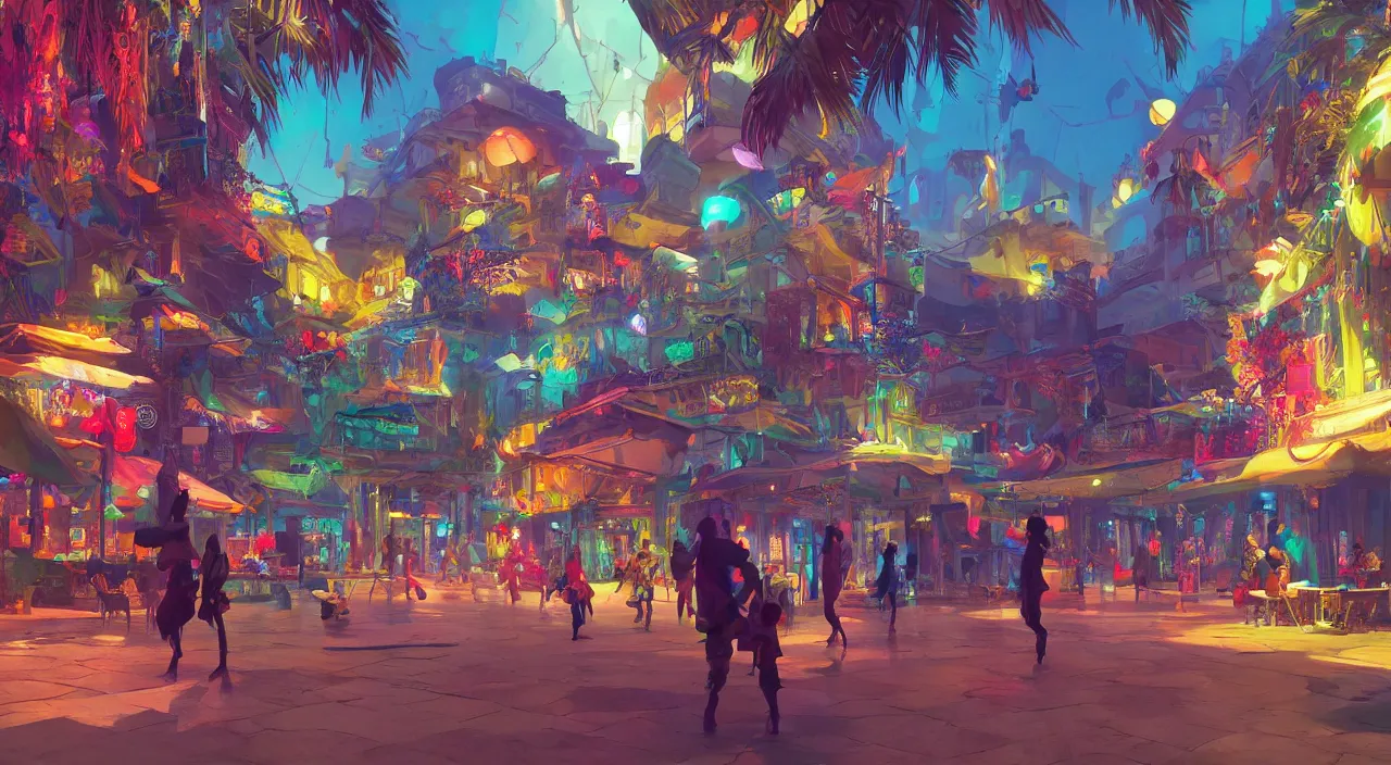 Image similar to bazaar zouk oriantal multicolorful sky shine place mosquet painting stylized digital video game icon global illumination ray tracing 8 k hd resolution, by ilya kuvshinov and cushart krentz and gilleard james