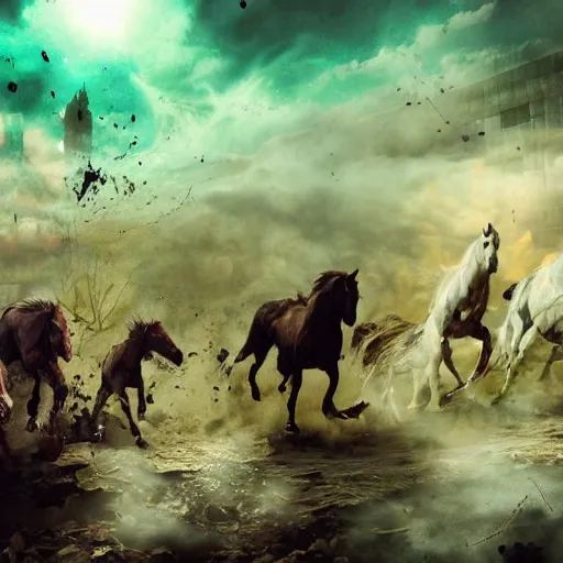 Image similar to vomit gore people vs the spectral gaping horses