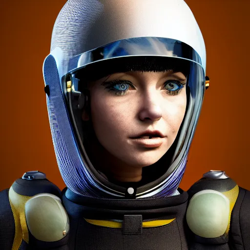 Image similar to cyberpunk supermodel female ice hockey player from 2100 wearing concept space helmet, digital art, octane render, cgsociety