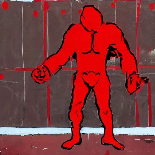 Prompt: very red man