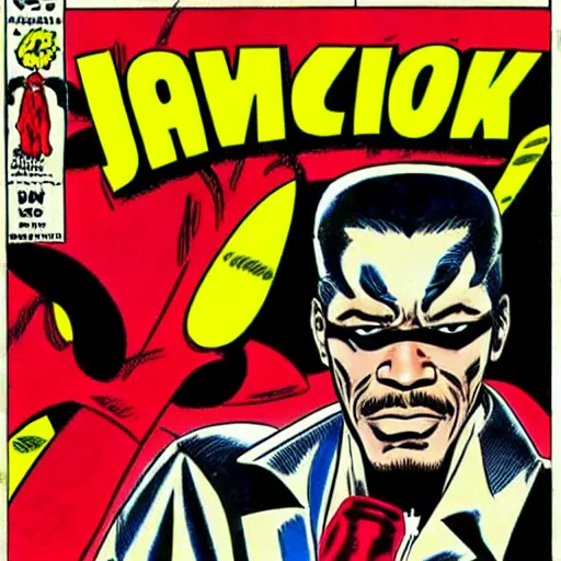 Image similar to Samuel L. Jackson as Tony Stark, comic book cover, art by Steve Ditko.