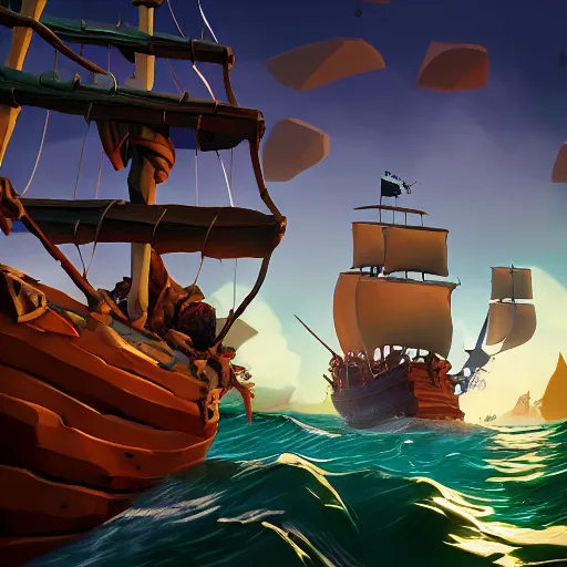 Image similar to sea of thieves scene with a hedgehog on a pirate ship, digital art, epic lighting, game screenshot, painted by vincent van gogh