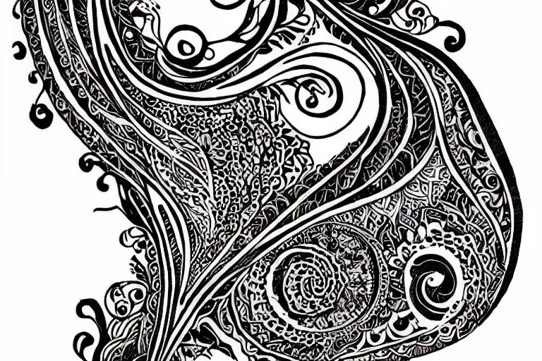 Image similar to tattoo black and white artistic henna pattern organic art nouveau highly detailed 4 k asymmetrical