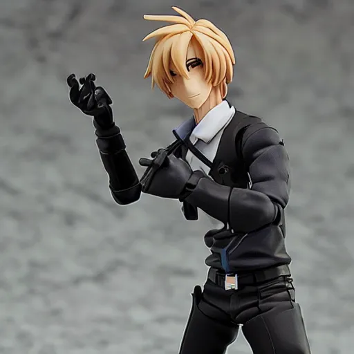 Prompt: famous Twitch.tv streamer xqc as a Figma anime figurine. Posable PVC action figurine. Detailed artbreeder face. Full body 12-inch Figma anime statue.