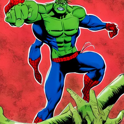 Image similar to hulk as Spiderman with thorn out costume