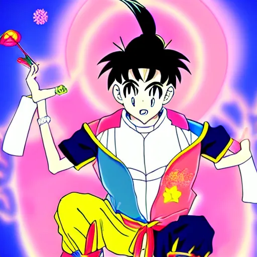 Prompt: crazy asian man in the style of sailor moon anime, anime art