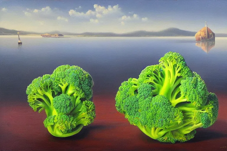 Prompt: broccoli music, surrealism, elegant oil painting, highly detailed