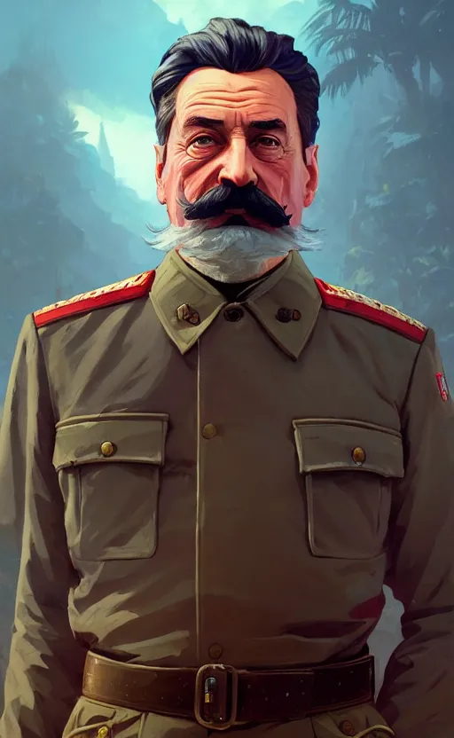 Prompt: highly detailed portrait of stalin in gta v, stephen bliss, unreal engine, fantasy art by greg rutkowski, loish, rhads, ferdinand knab, makoto shinkai and lois van baarle, ilya kuvshinov, rossdraws, tom bagshaw, global illumination, radiant light, detailed and intricate environment