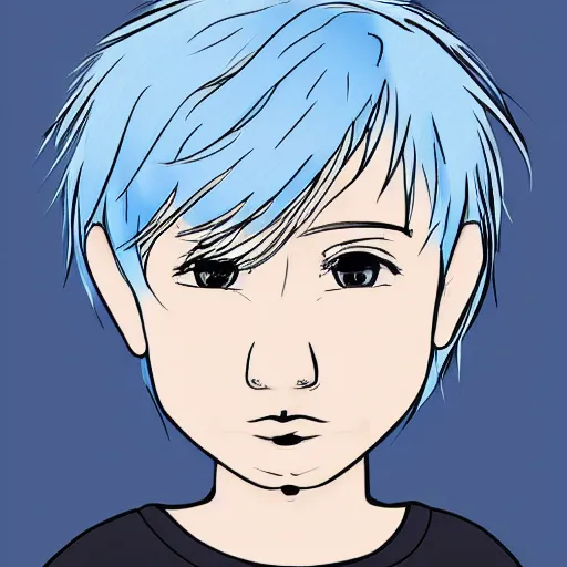 Image similar to boy with white hair and blue highlights, drawn by Fungzau