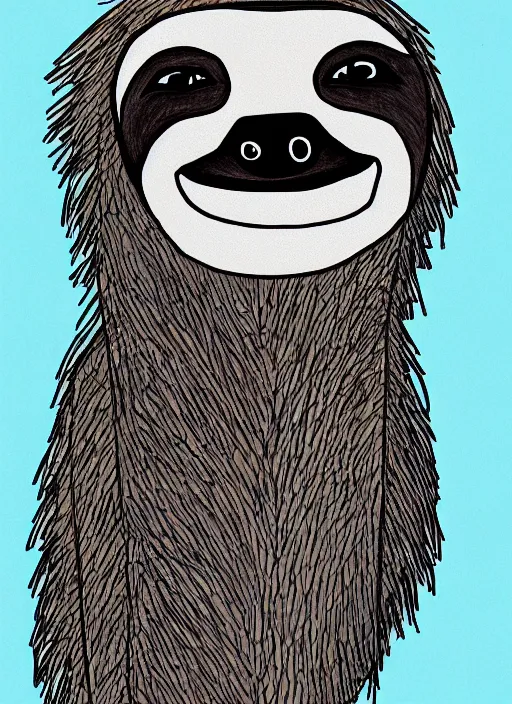 Prompt: drawing of a sloth urban outfitters style