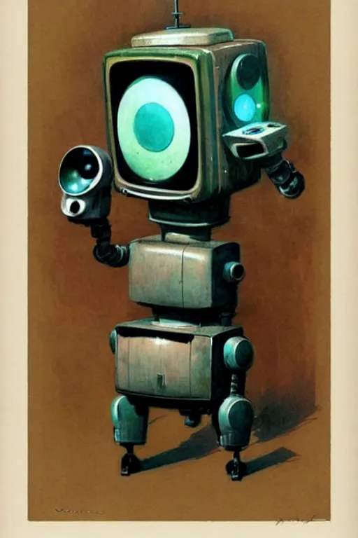 Prompt: (((((1950s robot tv . muted colors.))))) by Jean-Baptiste Monge !!!!!!!!!!!!!!!!!!!!!!!!!!!!!!
