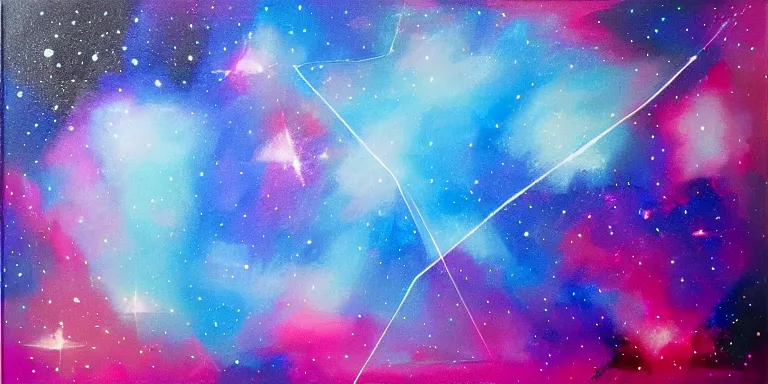 Image similar to a beautiful abstract acrylic high contrast painting on a white background of geometric shaped nebula by viktoria lapteva