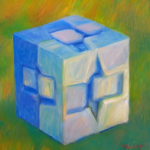 Prompt: beautiful impressionist painting of companion - cube