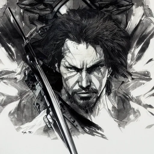 Prompt: portrait of a hero holding his sword in front of his face by yoji shinkawa, high quality, extra details, realism