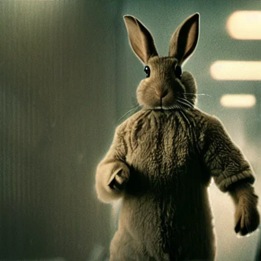 Prompt: a rabbit in the movie Bladerunner