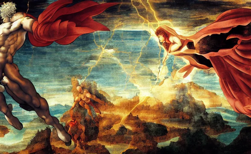 Image similar to The Third Impact as depicted in a masterpiece digital painting by Michelangelo and Leonardo Da Vinci, 4k wallpaper