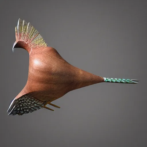 Image similar to armored bird, 3d.4d, realsitic, photorealistic