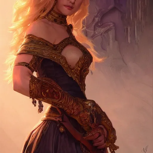 Prompt: a fantasy painting still portrait of cybil shepherd, deep focus, d & d, fantasy, intricate, elegant, highly detailed, digital painting, artstation, concept art, matte, sharp focus, illustration, dark fantasy style art, hearthstone, art by artgerm and greg rutkowski and alphonse mucha