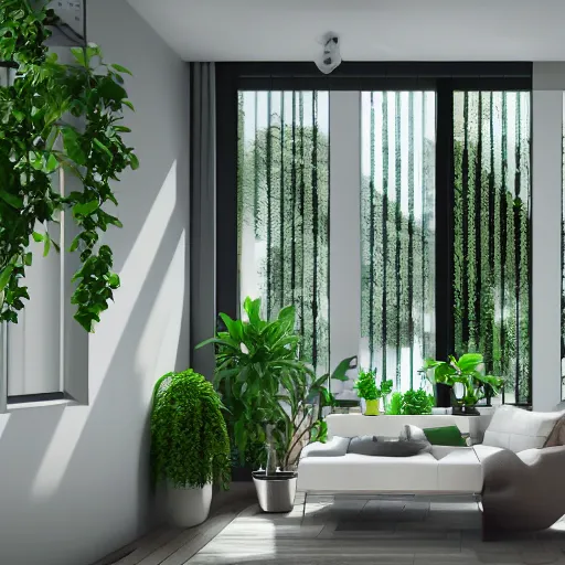 Prompt: a modern indoor room, clean architecture, some plants, peaceful, 8K octane render