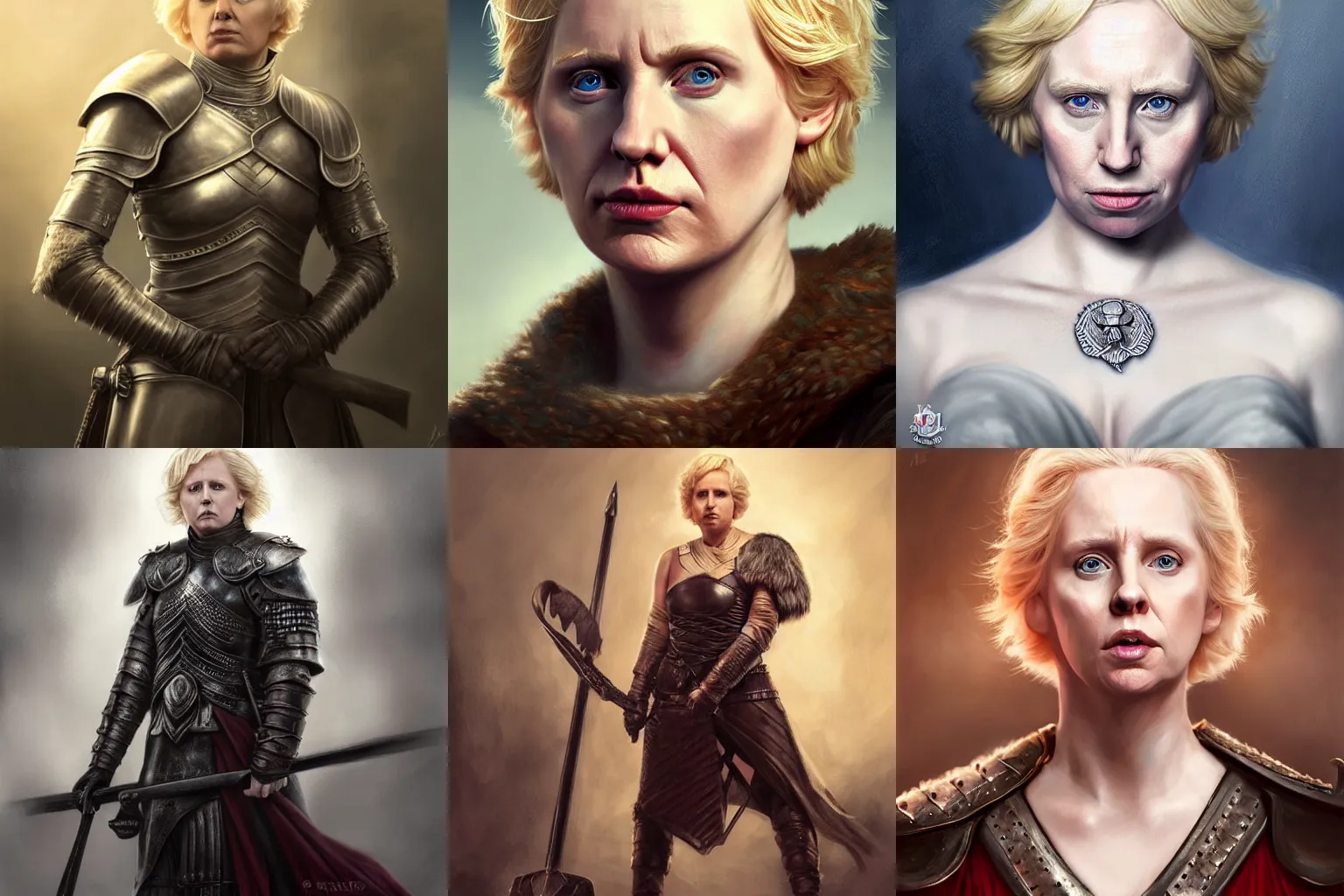 Prompt: donald trump as brienne of tarth!, digital painting, extremely detailed, 4 k, intricate, brush strokes, mark arian, artgerm, bastien lecouffe - deharme